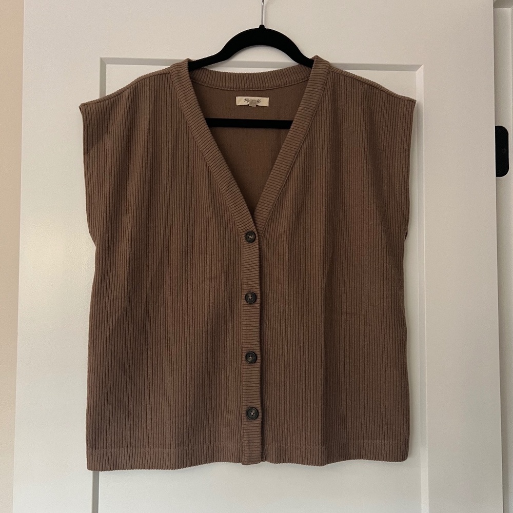 Madewell Ribbed Button-Up Sweater Vest | Med | Small